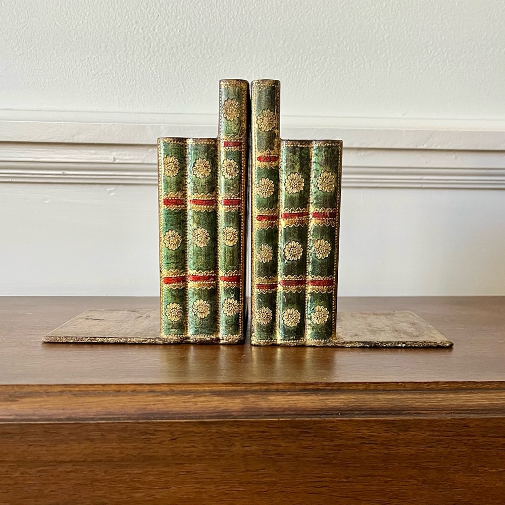 Pair of Gold Gilt Wooden Florentine Bookends, Made in Italy - Picture 2 of 14